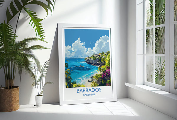 Barbados Travel Print, Travel Poster of Barbados, Caribbean, Barbados Art Lovers Gift, Caribbean Gift, Wall Art Print