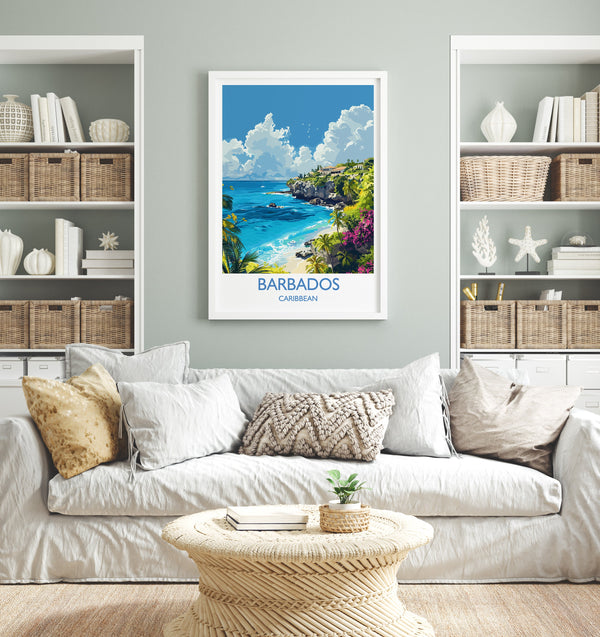 Barbados Travel Print, Travel Poster of Barbados, Caribbean, Barbados Art Lovers Gift, Caribbean Gift, Wall Art Print