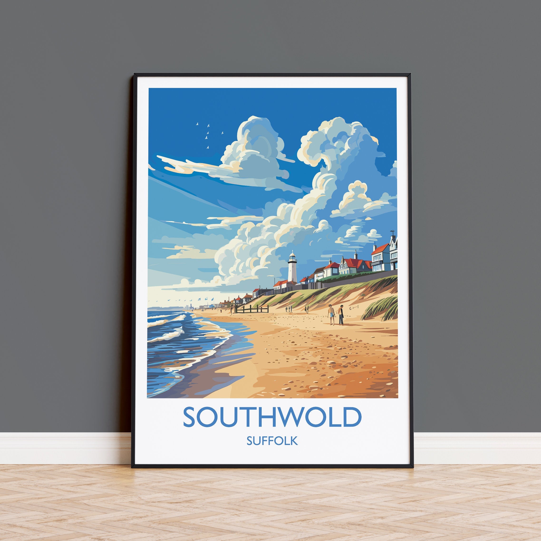 Southwold Travel Print, Travel Poster of Southwold , Southwold Art Lovers Gift, Suffolk Coast Wall Art NQ Media Designs