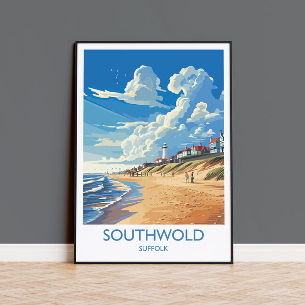 Southwold Travel Print, Travel Poster of Southwold , Southwold Art Lovers Gift, Suffolk Coast Wall Art