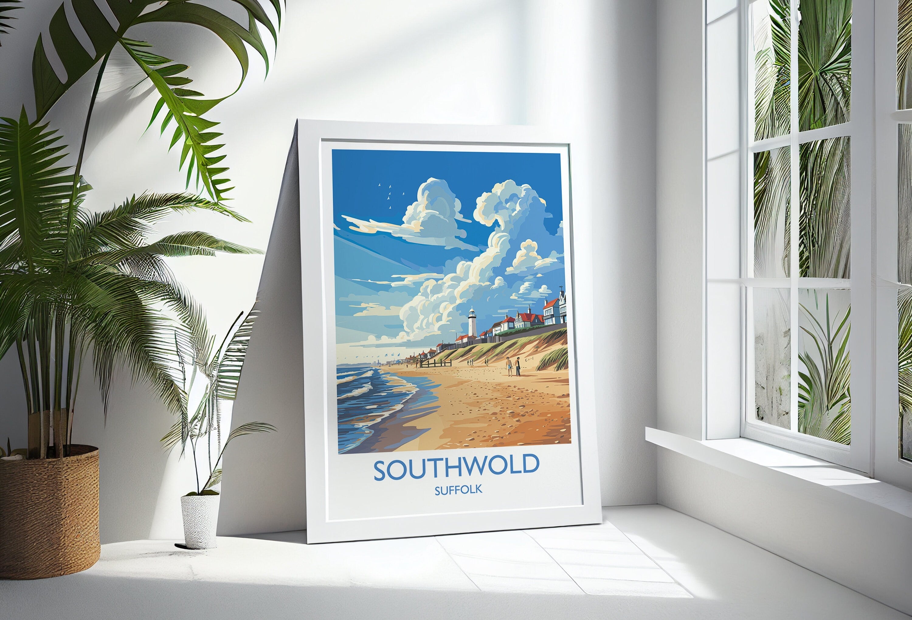 Southwold Travel Print, Travel Poster of Southwold , Southwold Art Lovers Gift, Suffolk Coast Wall Art NQ Media Designs