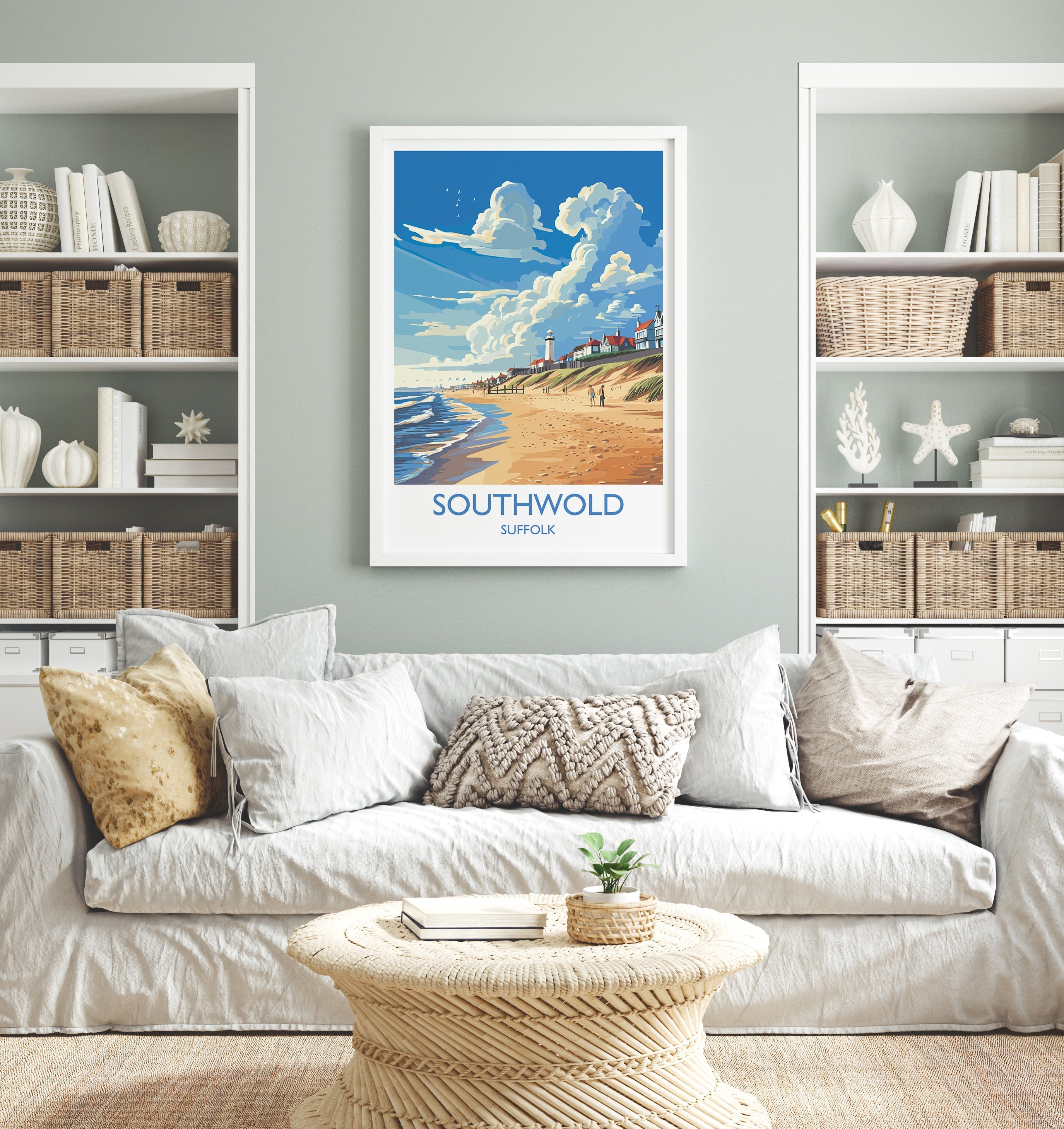 Southwold Travel Print, Travel Poster of Southwold , Southwold Art Lovers Gift, Suffolk Coast Wall Art NQ Media Designs