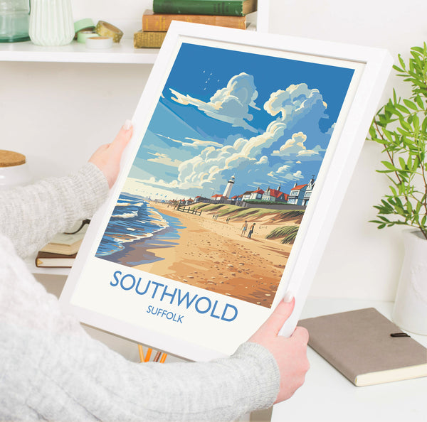 Southwold Travel Print, Travel Poster of Southwold , Southwold Art Lovers Gift, Suffolk Coast Wall Art