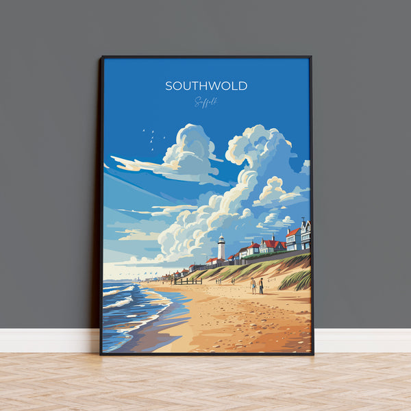 Southwold Travel Poster, Travel Print of Southwold, Southwold Art Lovers Gift, Suffolk Coast Wall Art