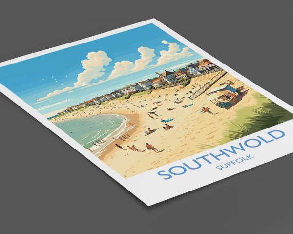 Southwold Travel Print, Travel Poster of Southwold , Southwold Art Lovers Gift, Suffolk Coast Wall Art