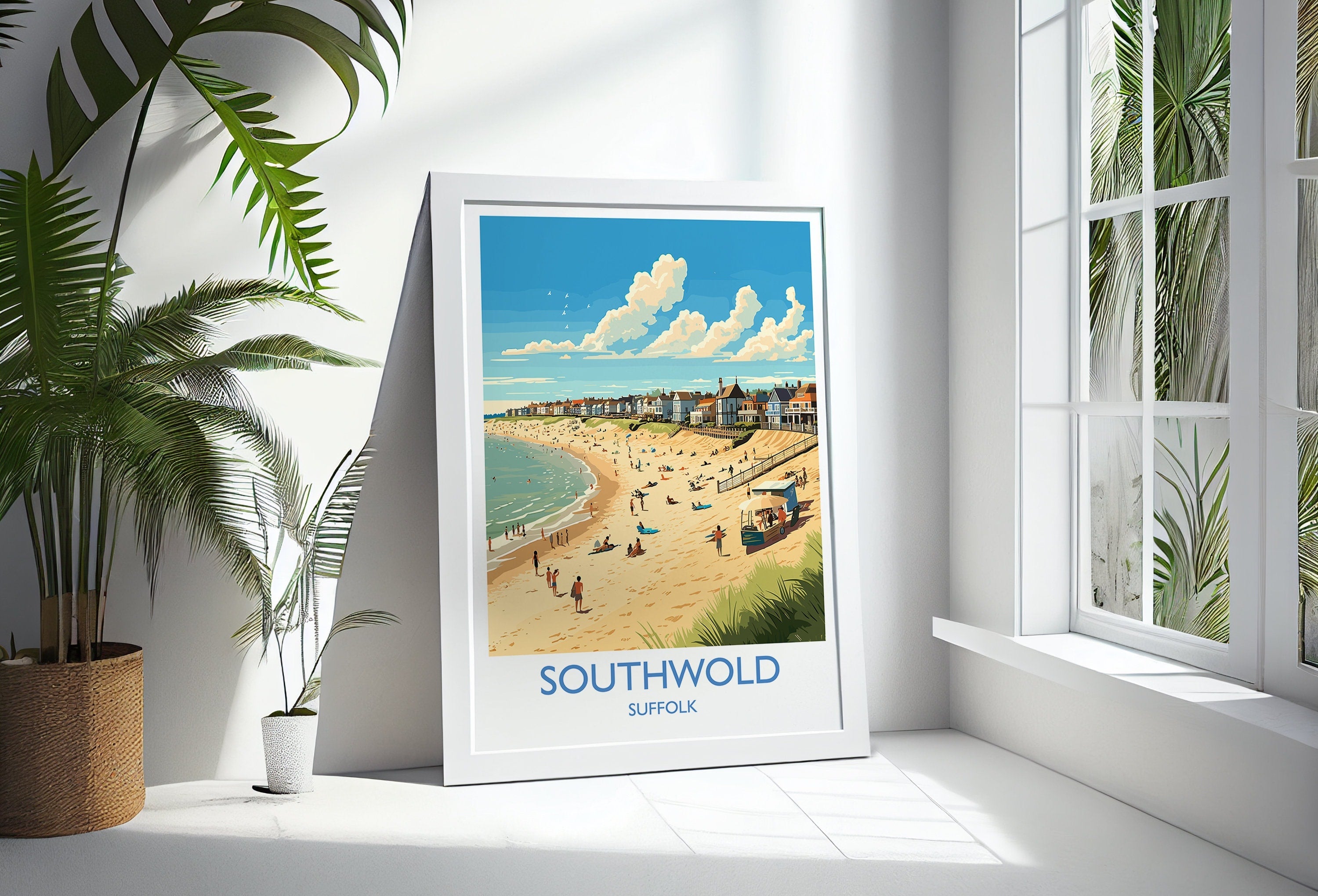 Southwold Travel Print, Travel Poster of Southwold , Southwold Art Lovers Gift, Suffolk Coast Wall Art NQ Media Designs