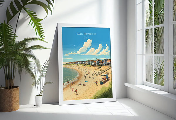 Southwold Travel Poster, Travel Print of Southwold, Southwold Art Lovers Gift, Suffolk Coast Wall Art