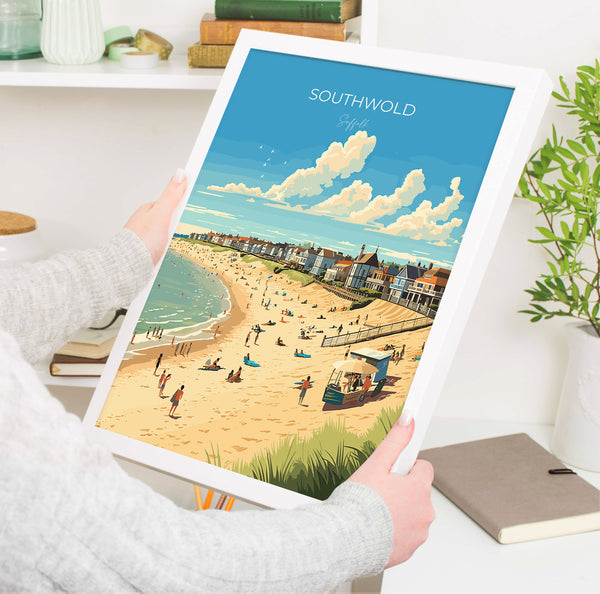 Southwold Travel Poster, Travel Print of Southwold, Southwold Art Lovers Gift, Suffolk Coast Wall Art
