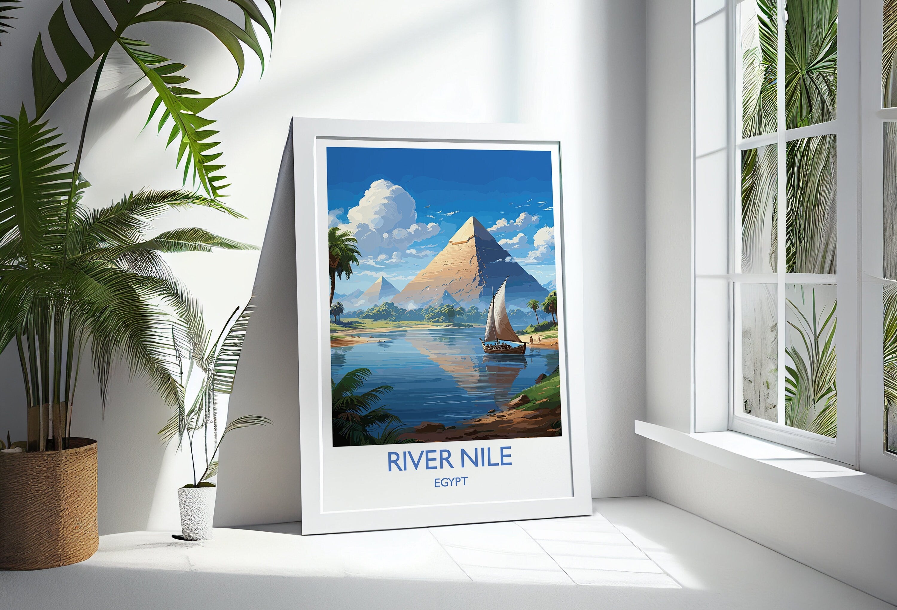 River Nile Travel Print, Travel Poster of River Nile, Egypt Art Lovers Gift, River Nile Wall Art NQ Media Designs