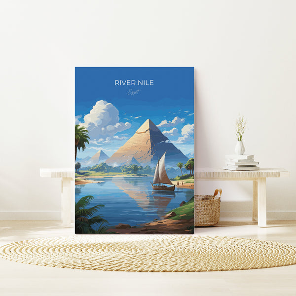 River Nile Travel Poster, Travel Print of River Nile, Egypt Art Lovers Gift, River Nile Wall Art
