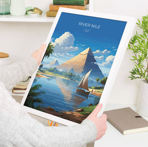 River Nile Travel Poster, Travel Print of River Nile, Egypt Art Lovers Gift, River Nile Wall Art