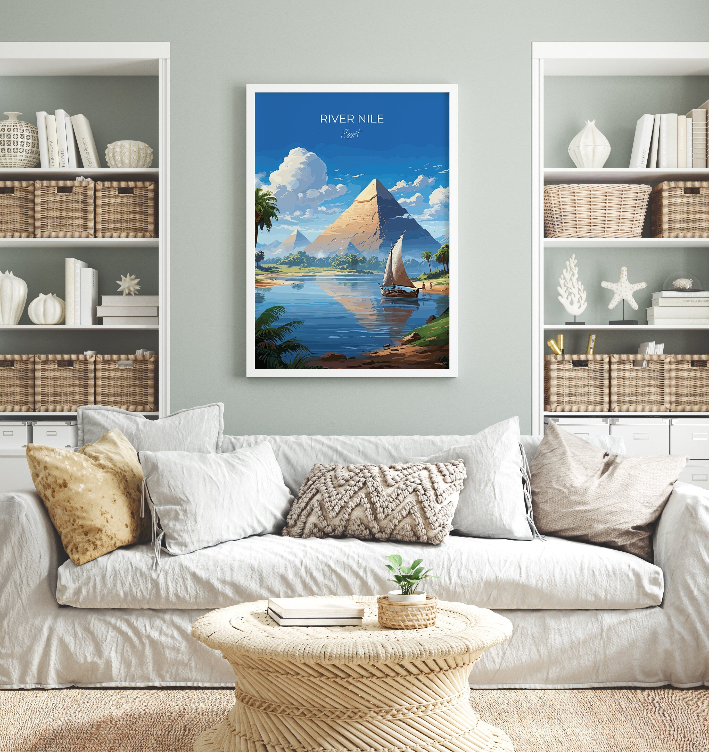 River Nile Travel Poster, Travel Print of River Nile, Egypt Art Lovers Gift, River Nile Wall Art NQ Media Designs
