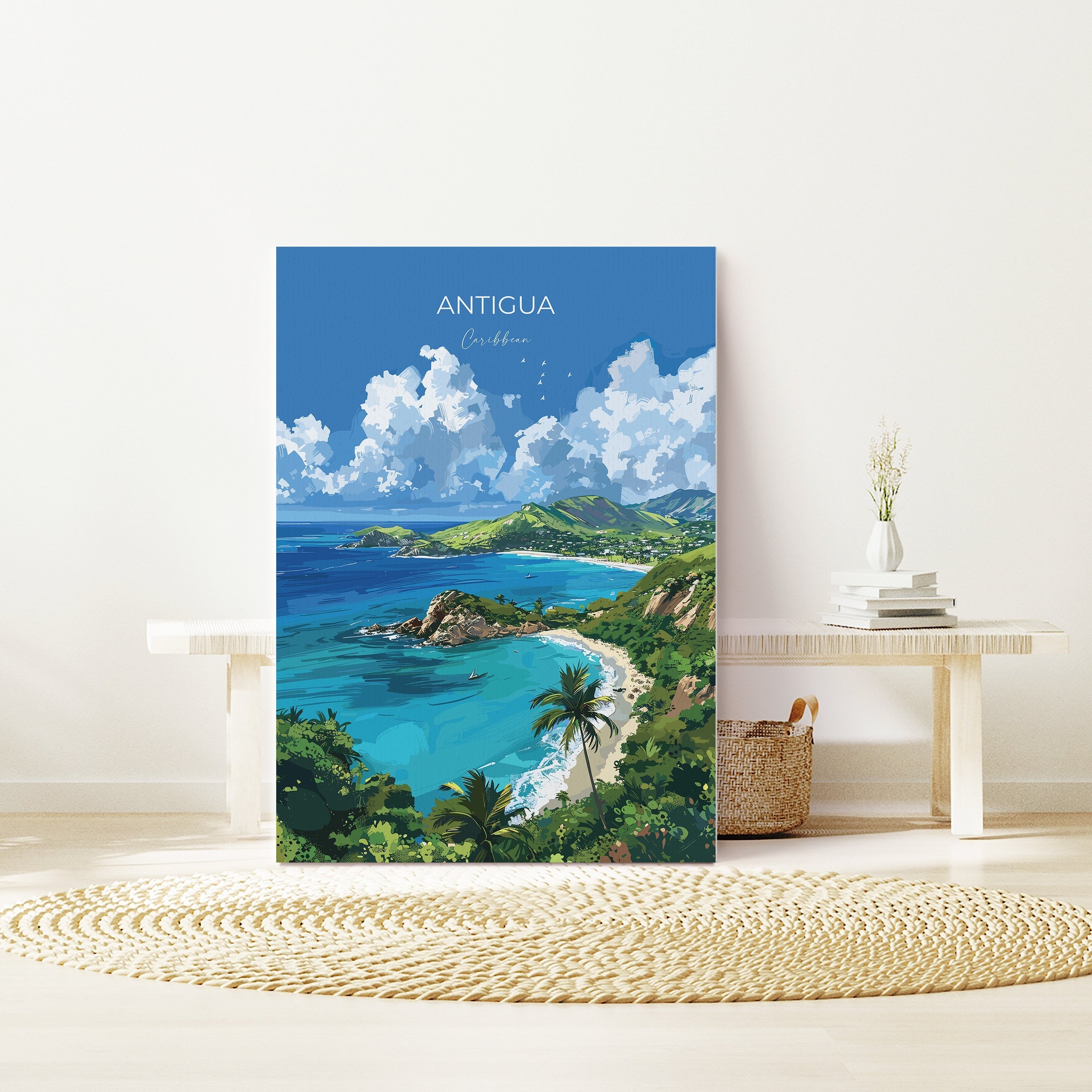 Antigua Travel Print Wall Art, Travel Poster of Antigua, Caribbean, Antigua Art Lovers Gift, Caribbean Gift, Wall Art Print NQ Media Designs