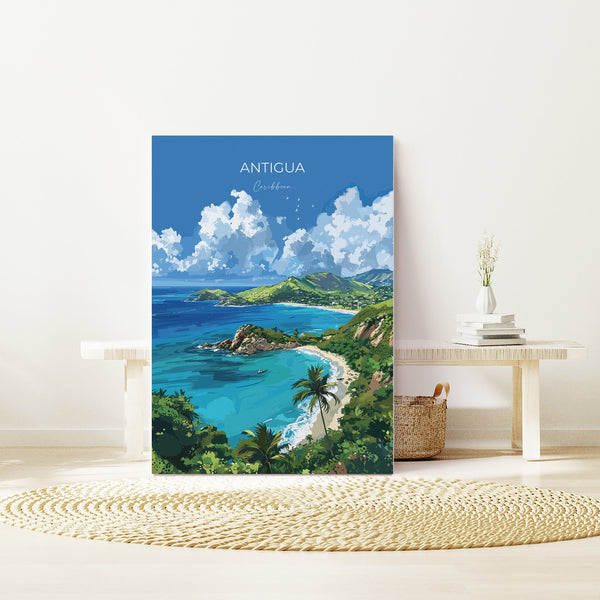 Antigua Travel Print Wall Art, Travel Poster of Antigua, Caribbean, Antigua Art Lovers Gift, Caribbean Gift, Wall Art Print