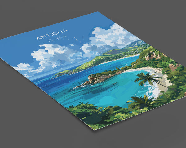 Antigua Travel Print Wall Art, Travel Poster of Antigua, Caribbean, Antigua Art Lovers Gift, Caribbean Gift, Wall Art Print