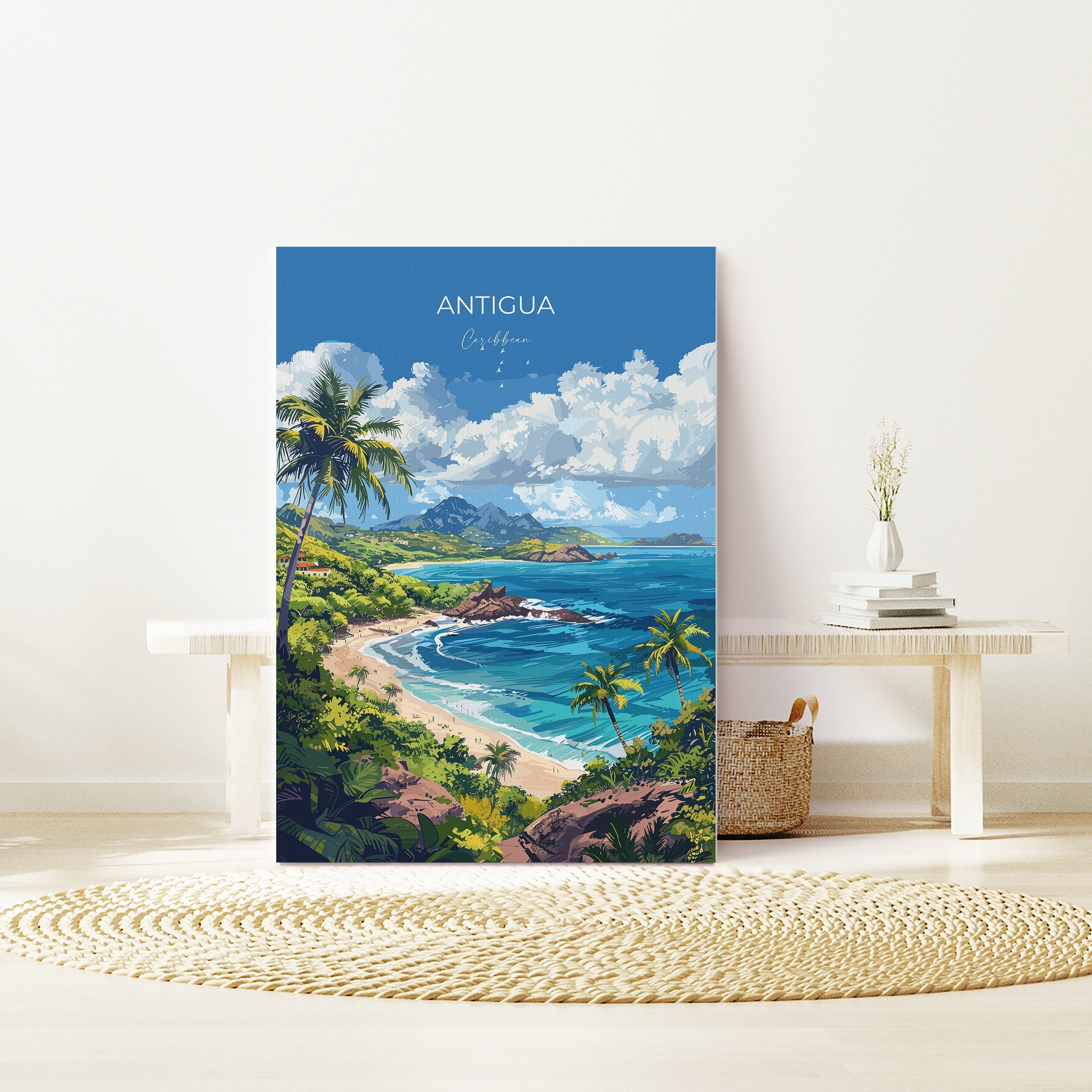 Antigua Travel Print Wall Art, Travel Poster of Antigua, Caribbean, Antigua Art Lovers Gift, Caribbean Gift, Wall Art Print NQ Media Designs