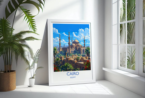 Cairo Travel Print, Travel Poster of Cairo, Egypt Art Lovers Gift, Cairo Wall Art