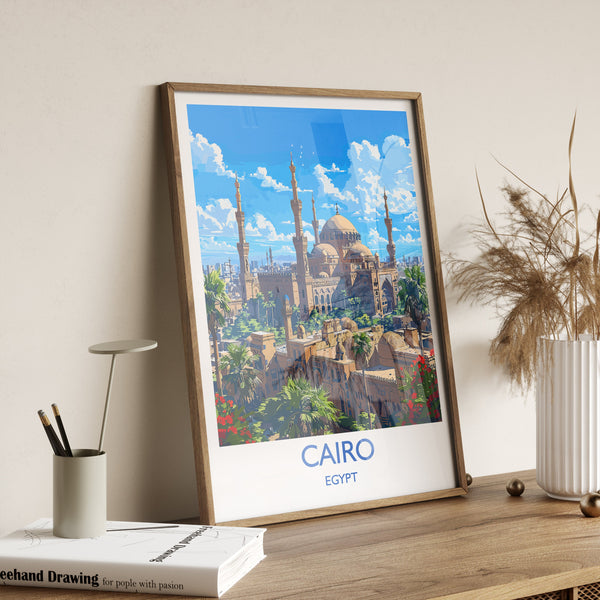 Cairo Travel Print, Travel Poster of Cairo, Egypt Art Lovers Gift, Cairo Wall Art