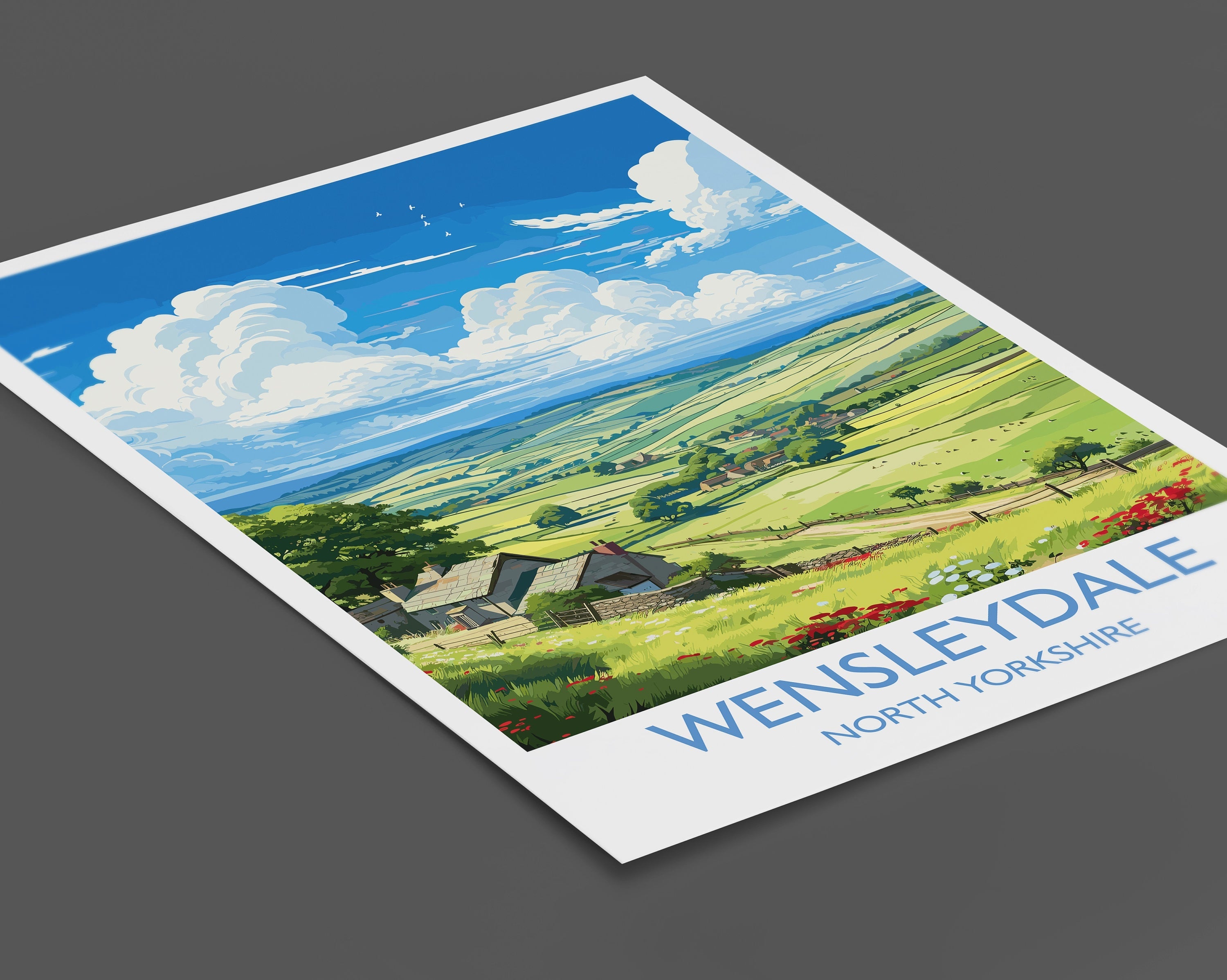 Wensleydale Travel Print Wall Art, Travel Poster of Wensleydale, Wensleydale Art Gift, English Countryside Art Lovers Gift, NQ Media Designs