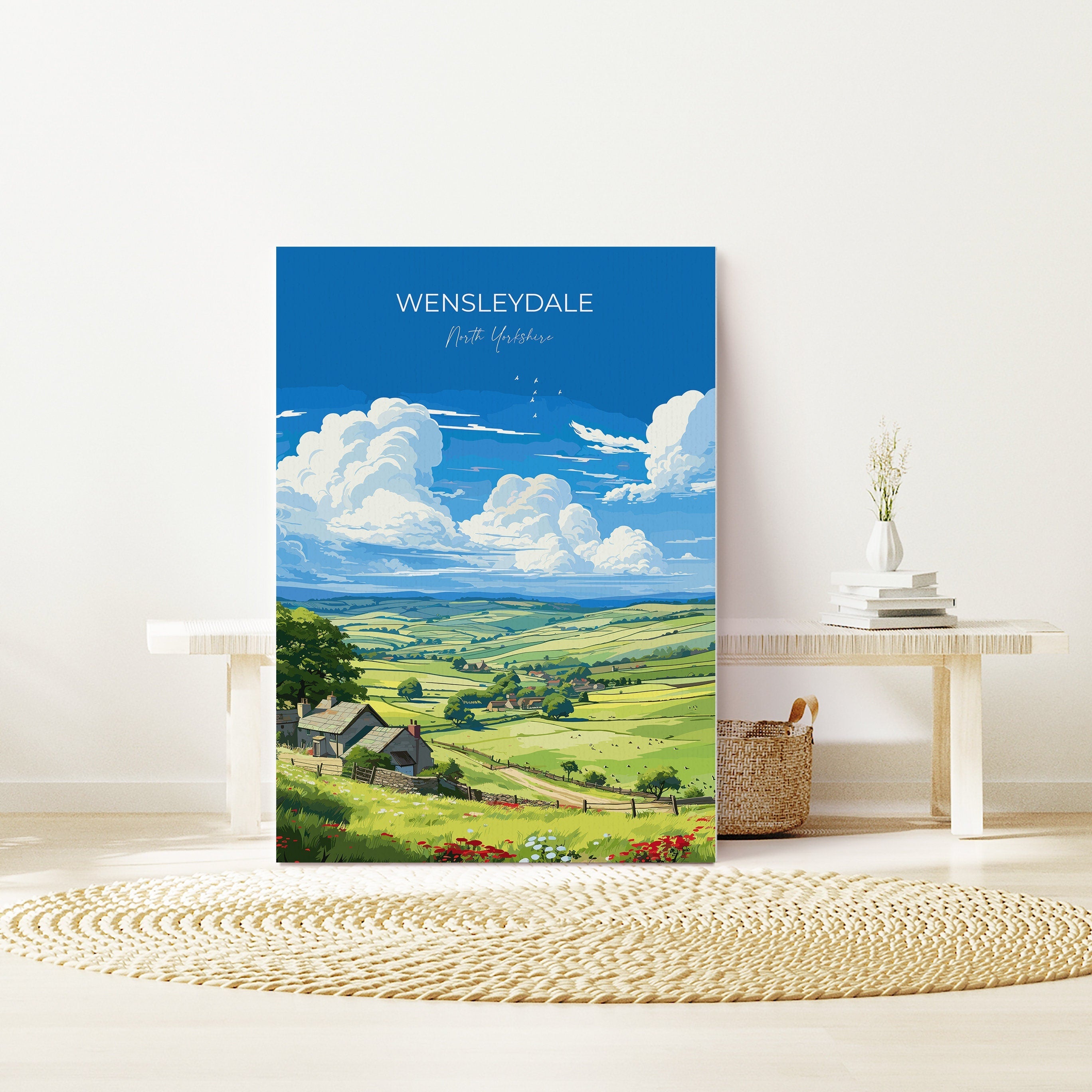 Wensleydale Travel Print Wall Art, Travel Poster of Wensleydale, Wensleydale Art Gift, English Countryside Art Lovers Gift, NQ Media Designs