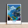 Capri Travel Print, Travel Poster of Capri, Italy, Capri Art Lovers Gift, Amalfi Coast Gift, Wall Art Print