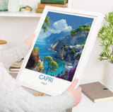 Capri Travel Print, Travel Poster of Capri, Italy, Capri Art Lovers Gift, Amalfi Coast Gift, Wall Art Print