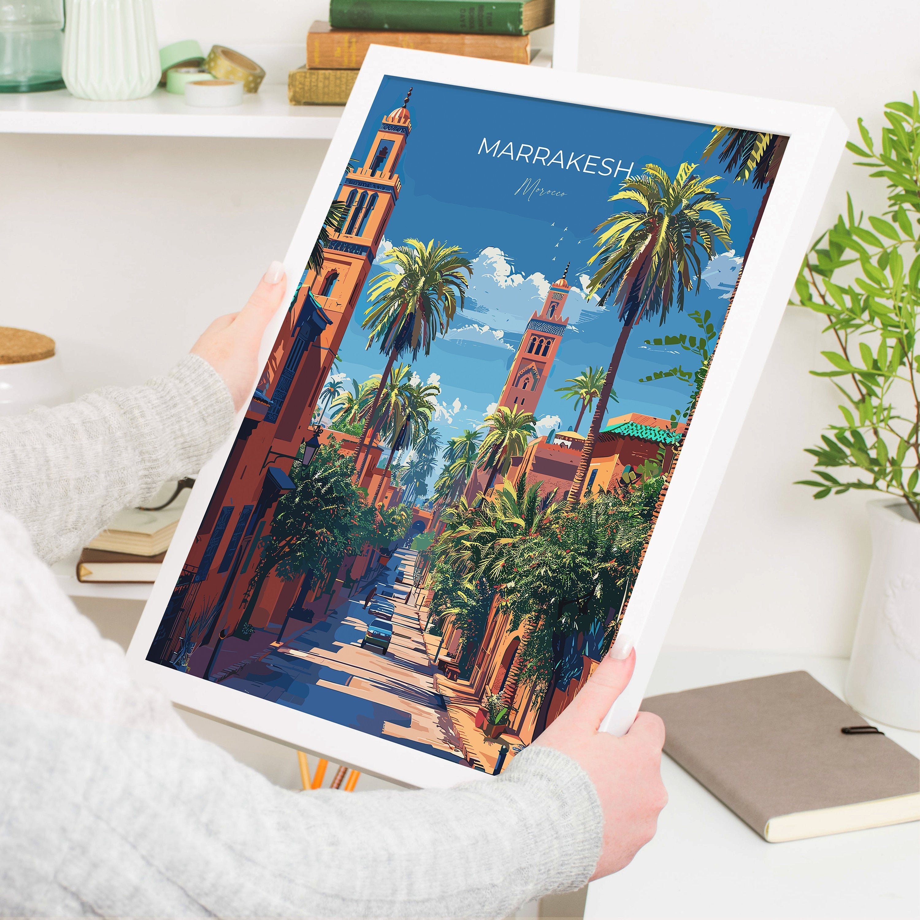 Marrakesh Travel Poster Wall Art, Travel Print of Marrakesh, Marrakesh Art Lovers Gift, Morocco Wall Art NQ Media Designs