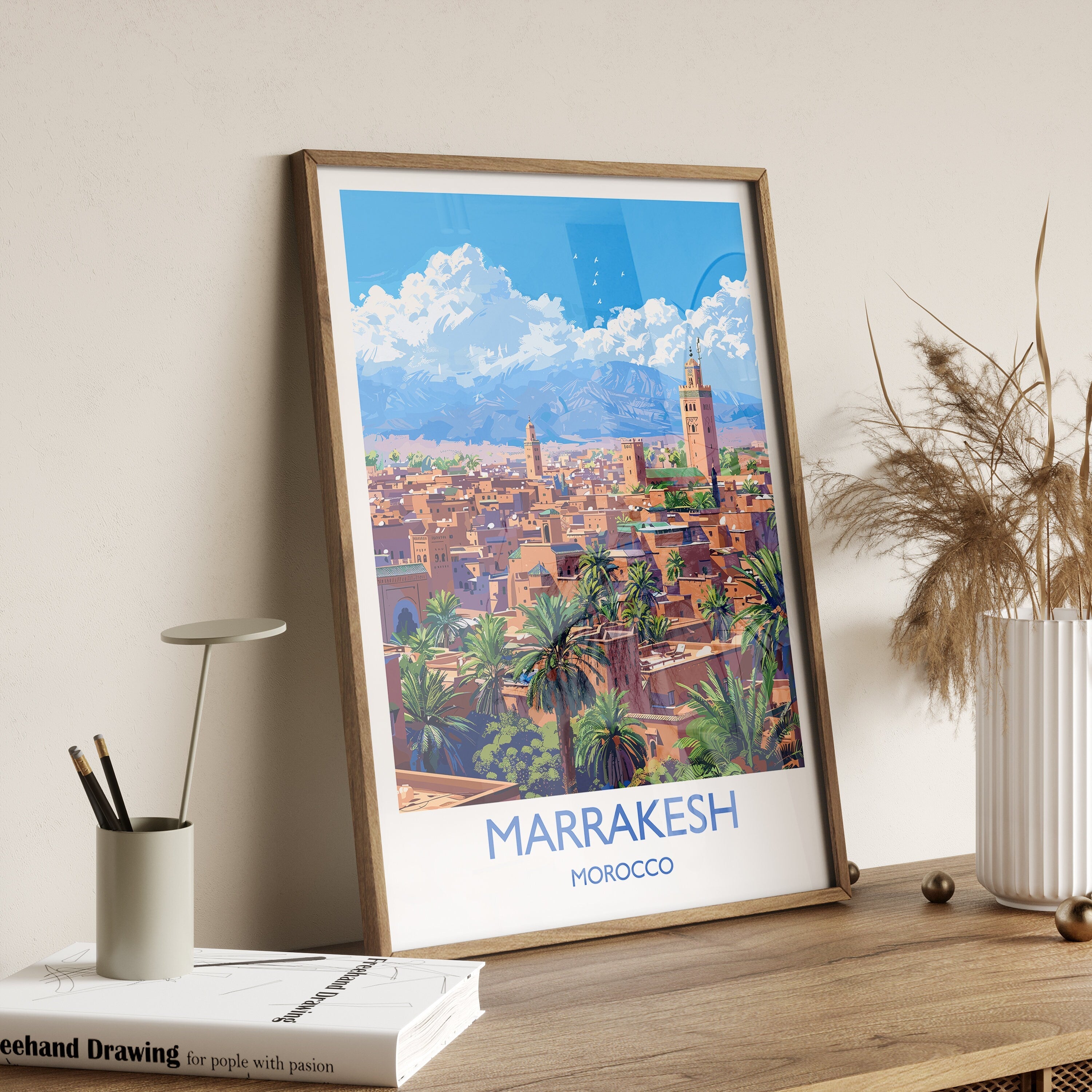 Marrakesh Travel Print Wall Art, Travel Poster of Marrakesh, Marrakesh Art Lovers Gift, Morocco Wall Art NQ Media Designs