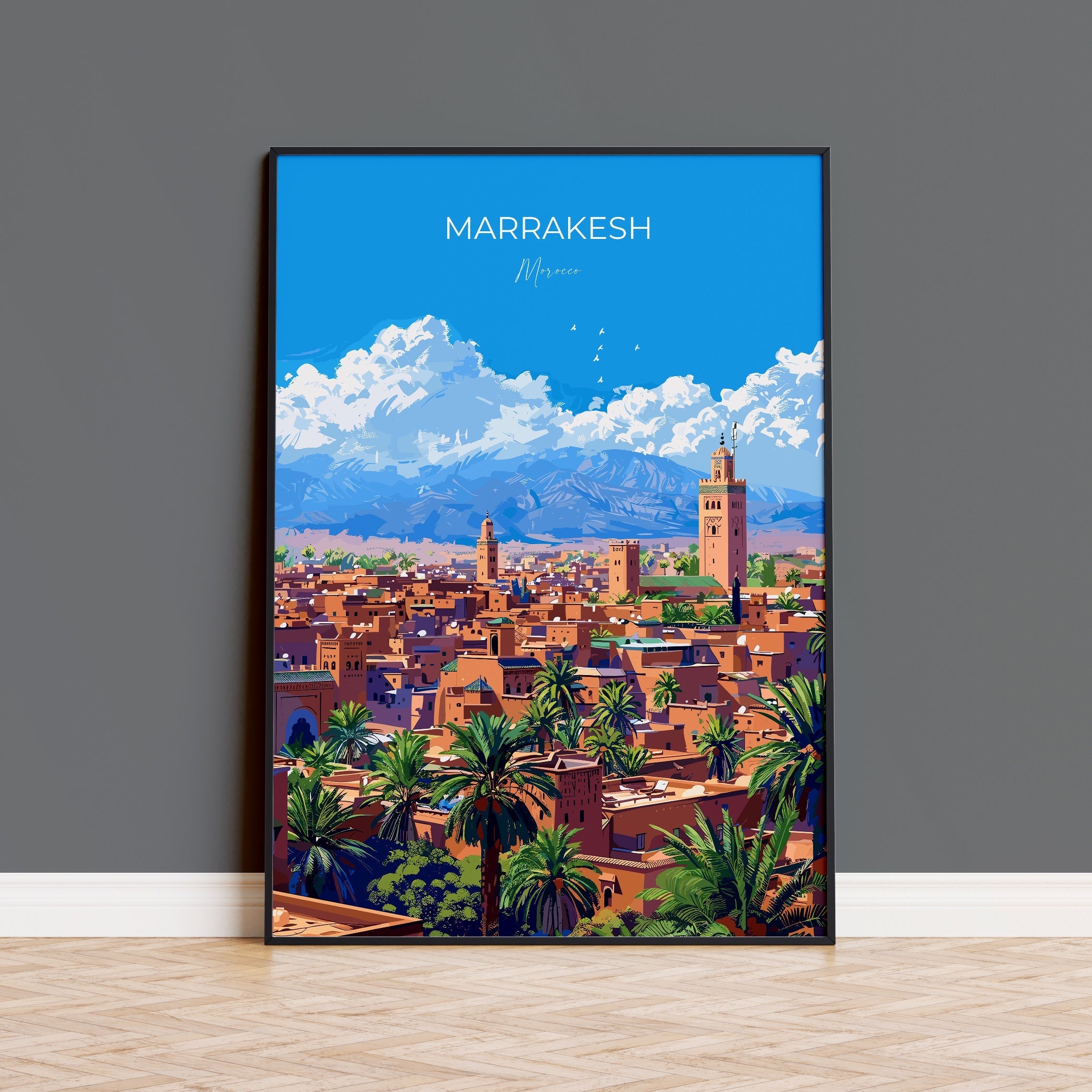 Marrakesh Travel Poster Wall Art, Travel Print of Marrakesh, Marrakesh Art Lovers Gift, Morocco Wall Art NQ Media Designs