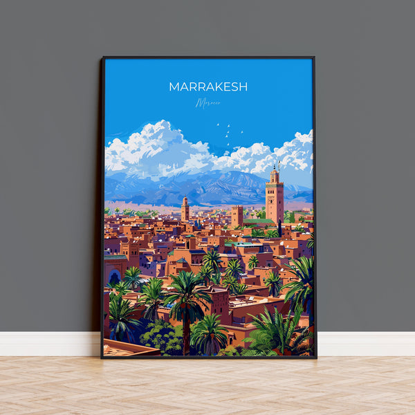 Marrakesh Travel Poster Wall Art, Travel Print of Marrakesh, Marrakesh Art Lovers Gift, Morocco Wall Art