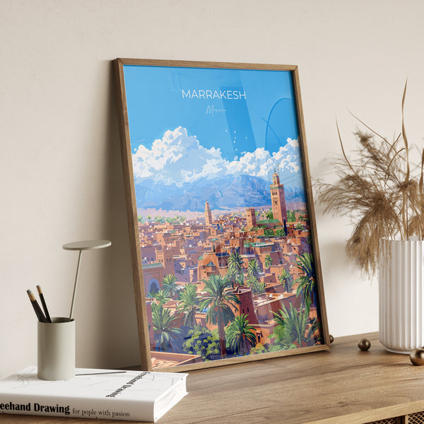 Marrakesh Travel Poster Wall Art, Travel Print of Marrakesh, Marrakesh Art Lovers Gift, Morocco Wall Art