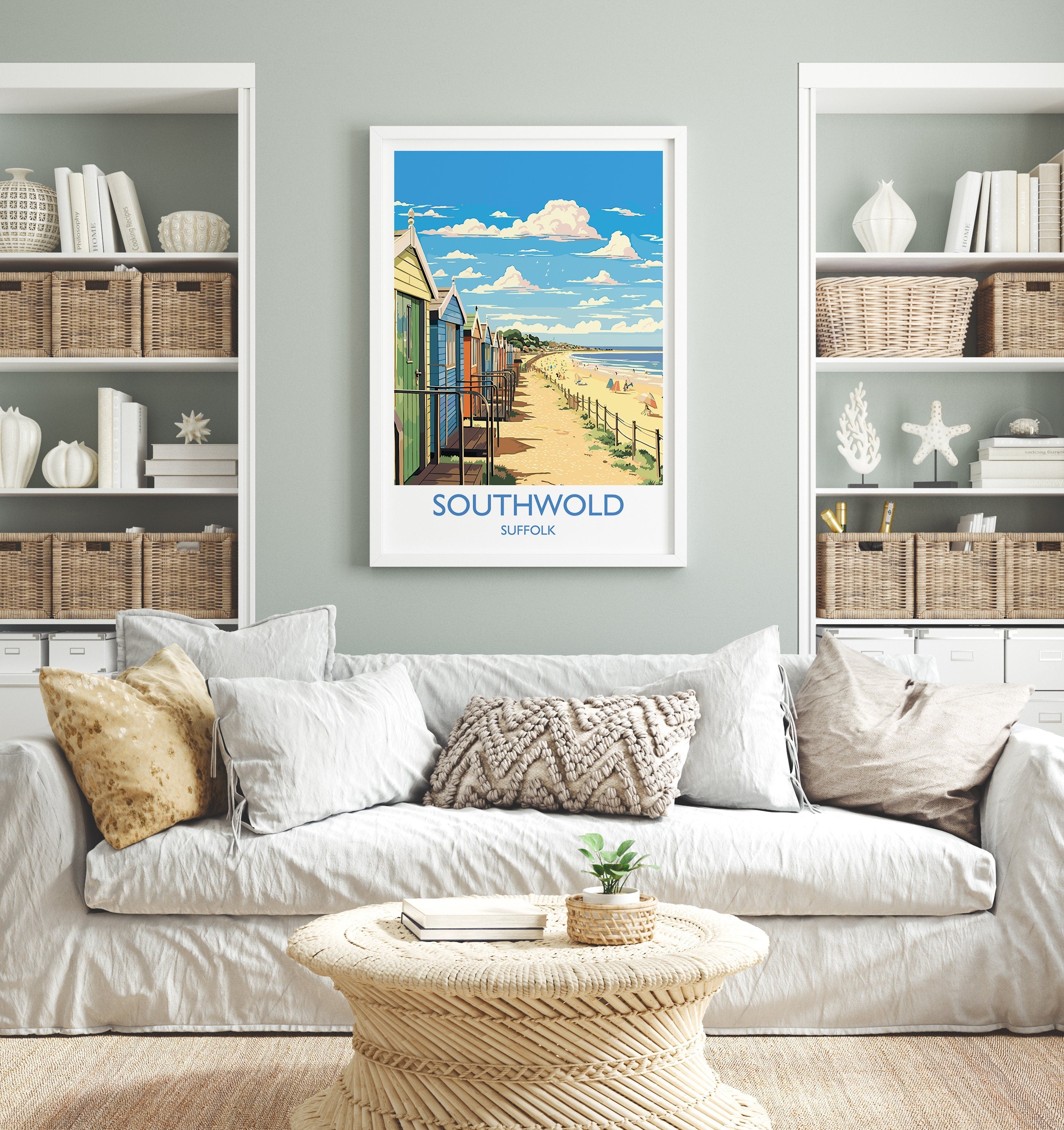 Southwold Travel Print, Travel Poster of Southwold , Southwold Art Lovers Gift, Suffolk Coast Wall Art NQ Media Designs