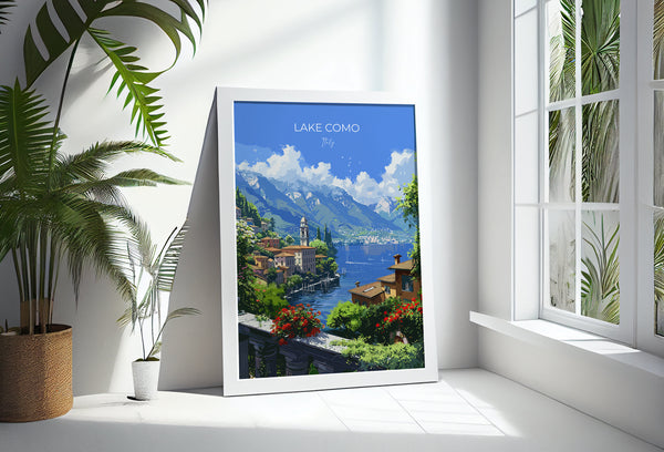 Lake Como Travel Print Wall Art, Travel Poster of Lake Como, Lake Como Art Lovers Gift, Italy, Italian Lakes Art Gift
