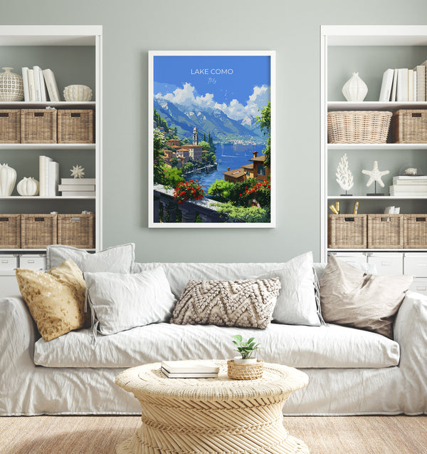 Lake Como Travel Print Wall Art, Travel Poster of Lake Como, Lake Como Art Lovers Gift, Italy, Italian Lakes Art Gift