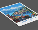 Lake Como Travel Poster Wall Art, Travel Print of Lake Como, Lake Como Art Lovers Gift, Italy, Italian Lakes Art Gift NQ Media Designs