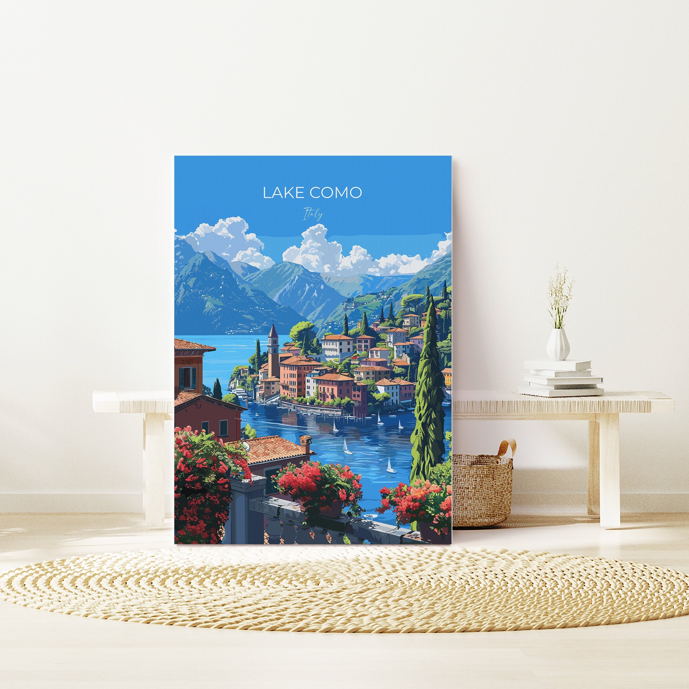Lake Como Travel Print Wall Art, Travel Poster of Lake Como, Lake Como Art Lovers Gift, Italy, Italian Lakes Art Gift NQ Media Designs