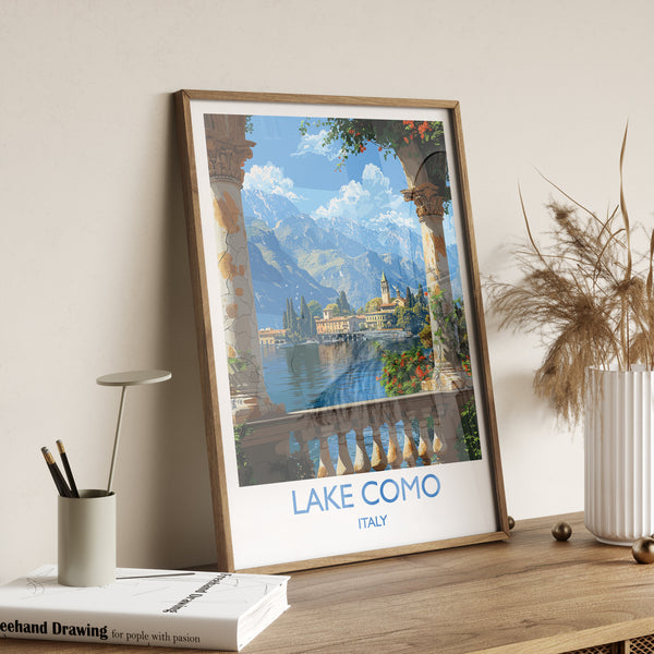 Lake Como Travel Poster Wall Art, Travel Print of Lake Como, Lake Como Art Lovers Gift, Italy, Italian Lakes Art Gift