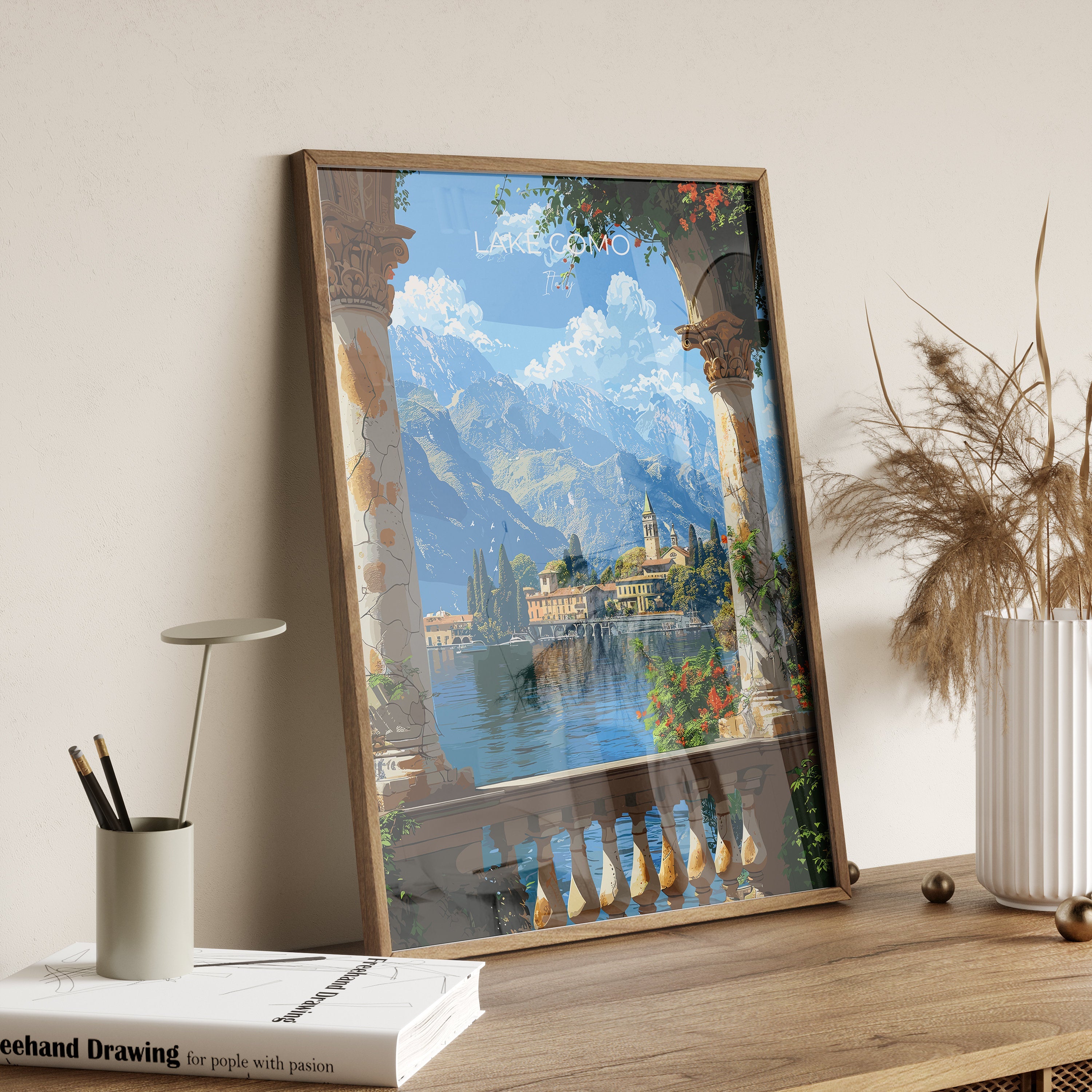 Lake Como Travel Print Wall Art, Travel Poster of Lake Como, Lake Como Art Lovers Gift, Italy, Italian Lakes Art Gift NQ Media Designs