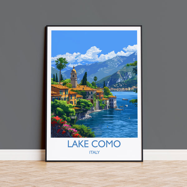 Lake Como Travel Poster Wall Art, Travel Print of Lake Como, Lake Como Art Lovers Gift, Italy, Italian Lakes Art Gift