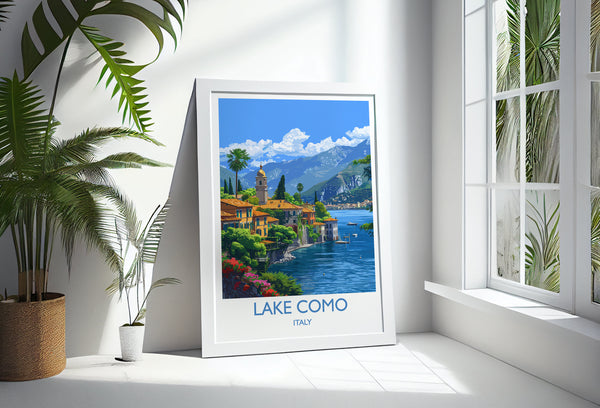 Lake Como Travel Poster Wall Art, Travel Print of Lake Como, Lake Como Art Lovers Gift, Italy, Italian Lakes Art Gift