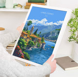 Lake Como Travel Print Wall Art, Travel Poster of Lake Como, Lake Como Art Lovers Gift, Italy, Italian Lakes Art Gift NQ Media Designs