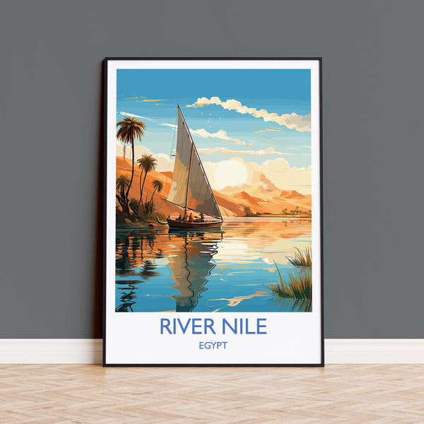 River Nile Travel Print, Travel Poster of River Nile, Egypt Art Lovers Gift, River Nile Wall Art