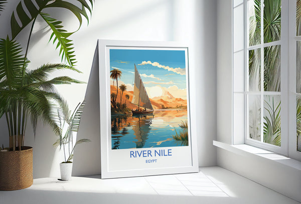 River Nile Travel Print, Travel Poster of River Nile, Egypt Art Lovers Gift, River Nile Wall Art