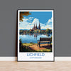 Lichfield Travel Print, Travel Poster of Lichfield, England, Staffordshire Art, Lichfield Art Lovers Gift, Wall Art Print NQ Media Designs