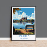 Lichfield Travel Print, Travel Poster of Lichfield, England, Staffordshire Art, Lichfield Art Lovers Gift, Wall Art Print NQ Media Designs