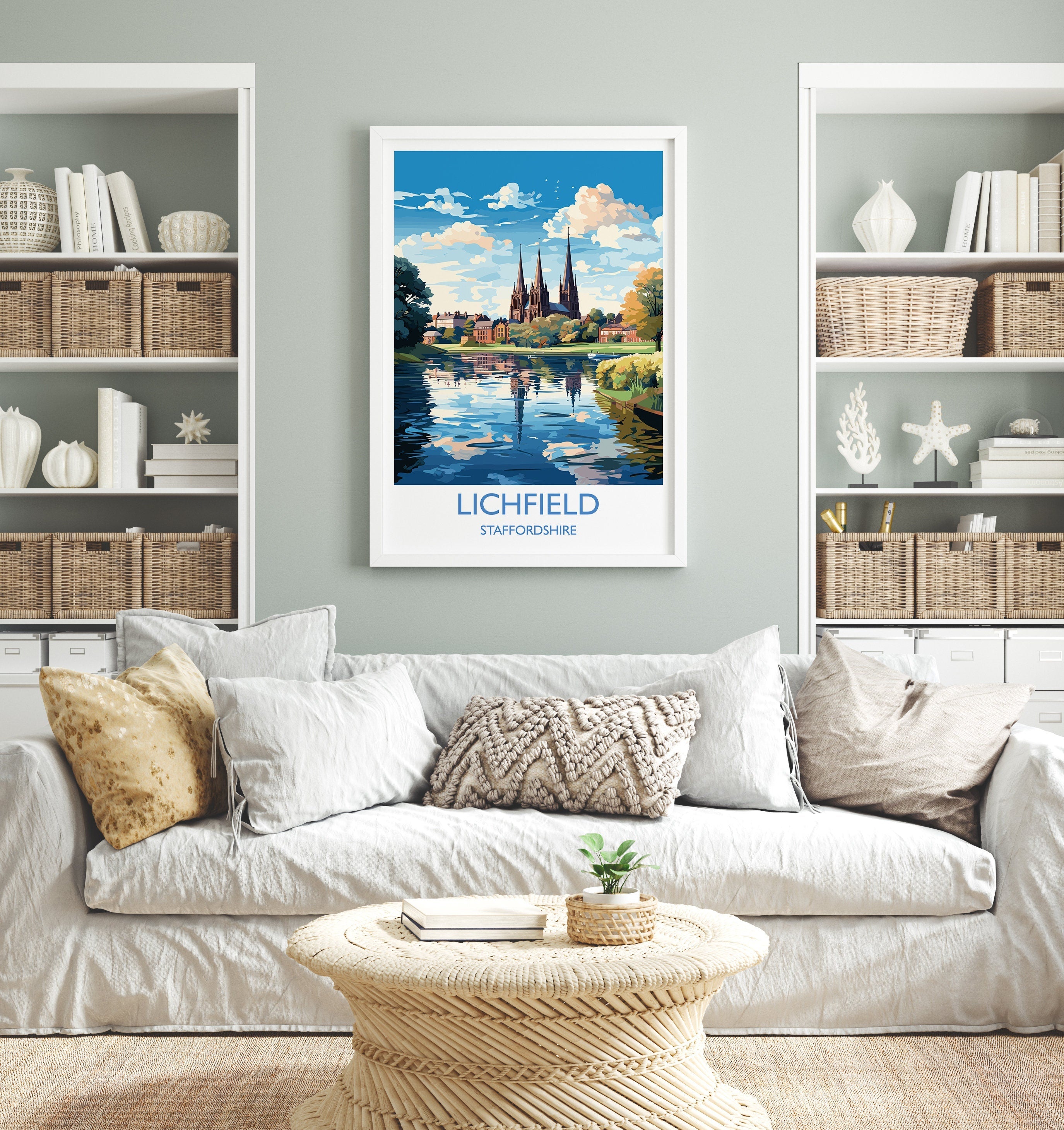 Lichfield Travel Print, Travel Poster of Lichfield, England, Staffordshire Art, Lichfield Art Lovers Gift, Wall Art Print NQ Media Designs