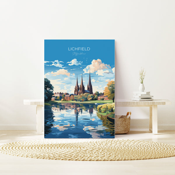Lichfield Travel Poster, Travel Print of Lichfield, England, Staffordshire Art, Lichfield Art Lovers Gift, Wall Art Print