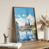 Lichfield Travel Poster, Travel Print of Lichfield, England, Staffordshire Art, Lichfield Art Lovers Gift, Wall Art Print NQ Media Designs