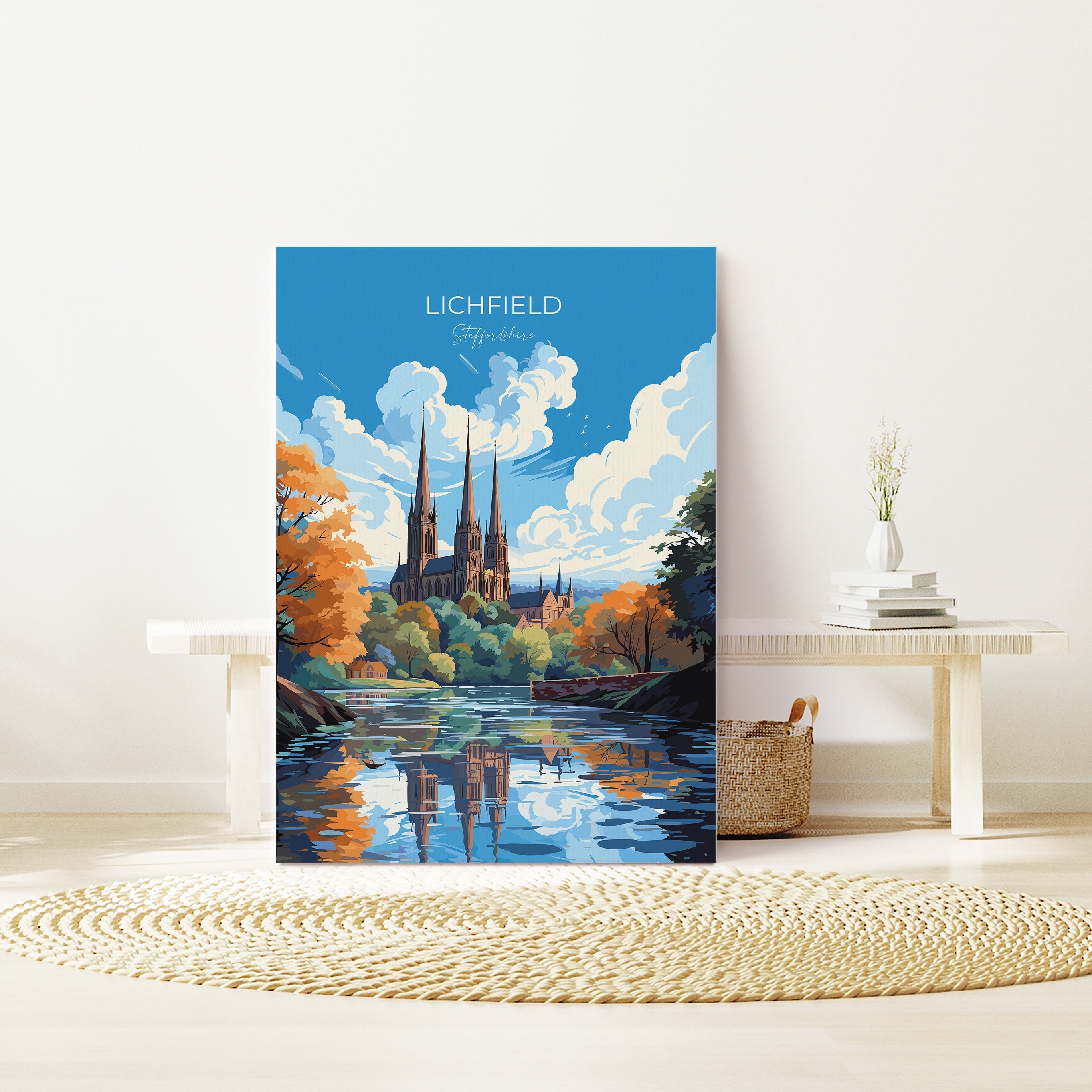 Lichfield Travel Poster, Travel Print of Lichfield, England, Staffordshire Art, Lichfield Art Lovers Gift, Wall Art Print NQ Media Designs