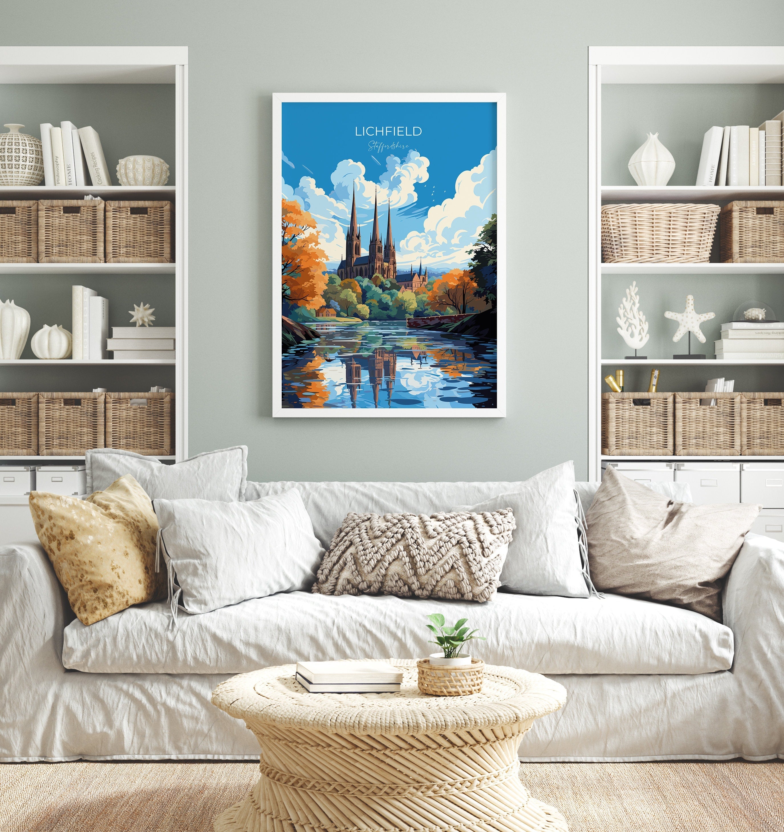 Lichfield Travel Poster, Travel Print of Lichfield, England, Staffordshire Art, Lichfield Art Lovers Gift, Wall Art Print NQ Media Designs